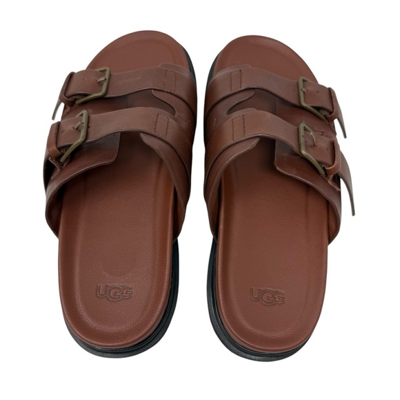 UGG Capitola Buckle Men’s Size 9 Slides Brown Full-Grain Leather Sandals  New main image 4